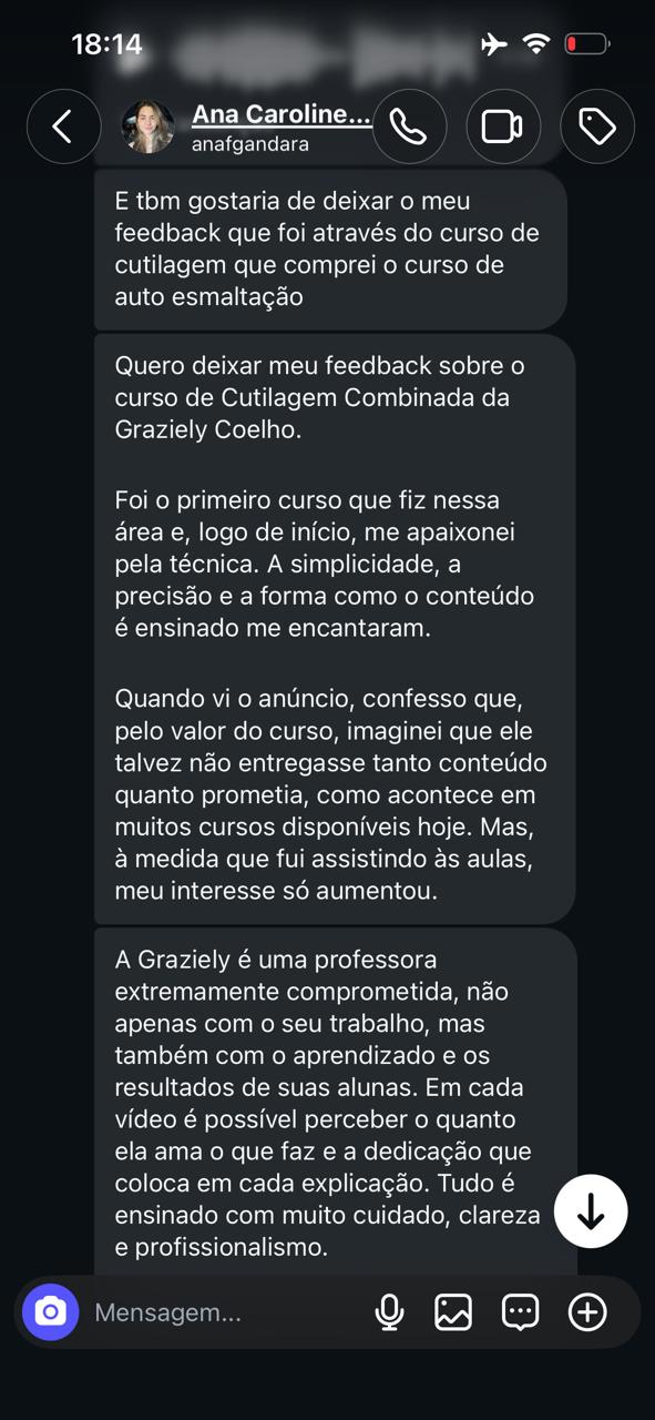 Depoimento completo de aluna