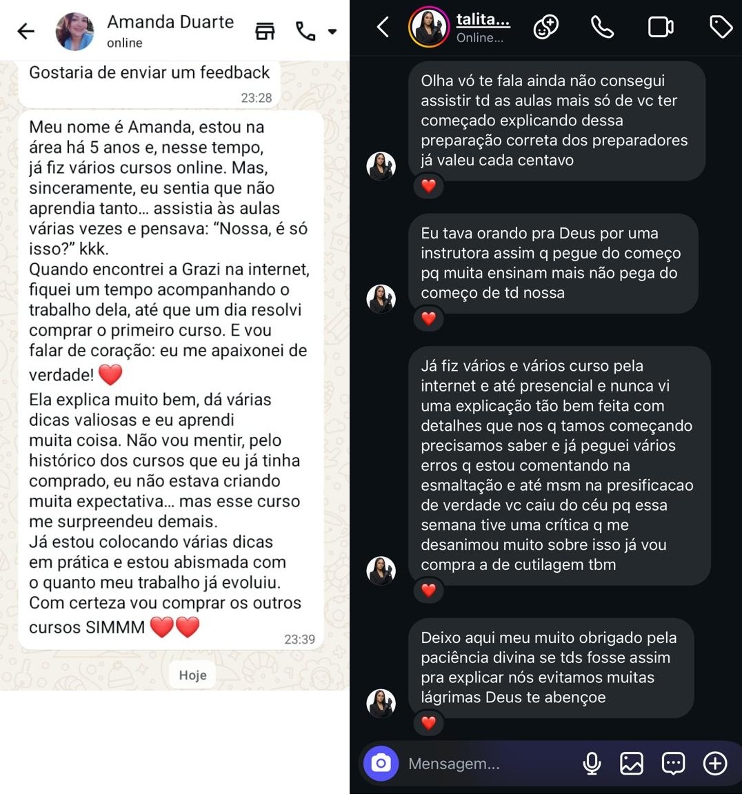 Depoimento de aluna