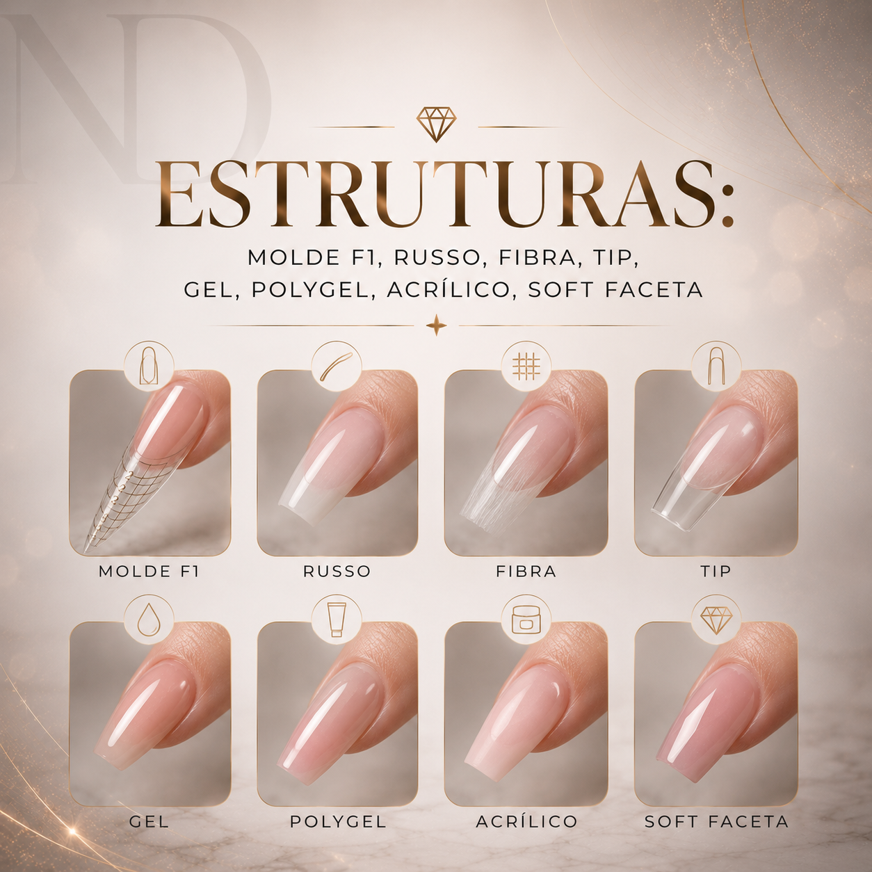 Alongamento de Unhas com Molde F1 — Estruturas