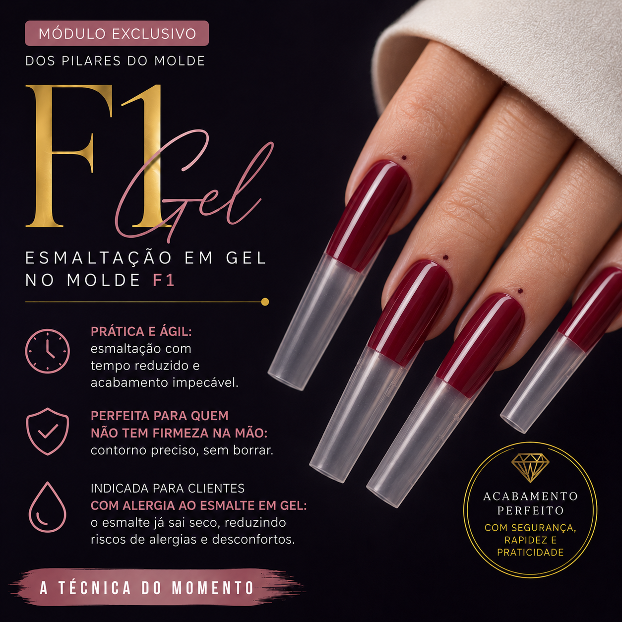Esmaltação em Gel no Molde F1