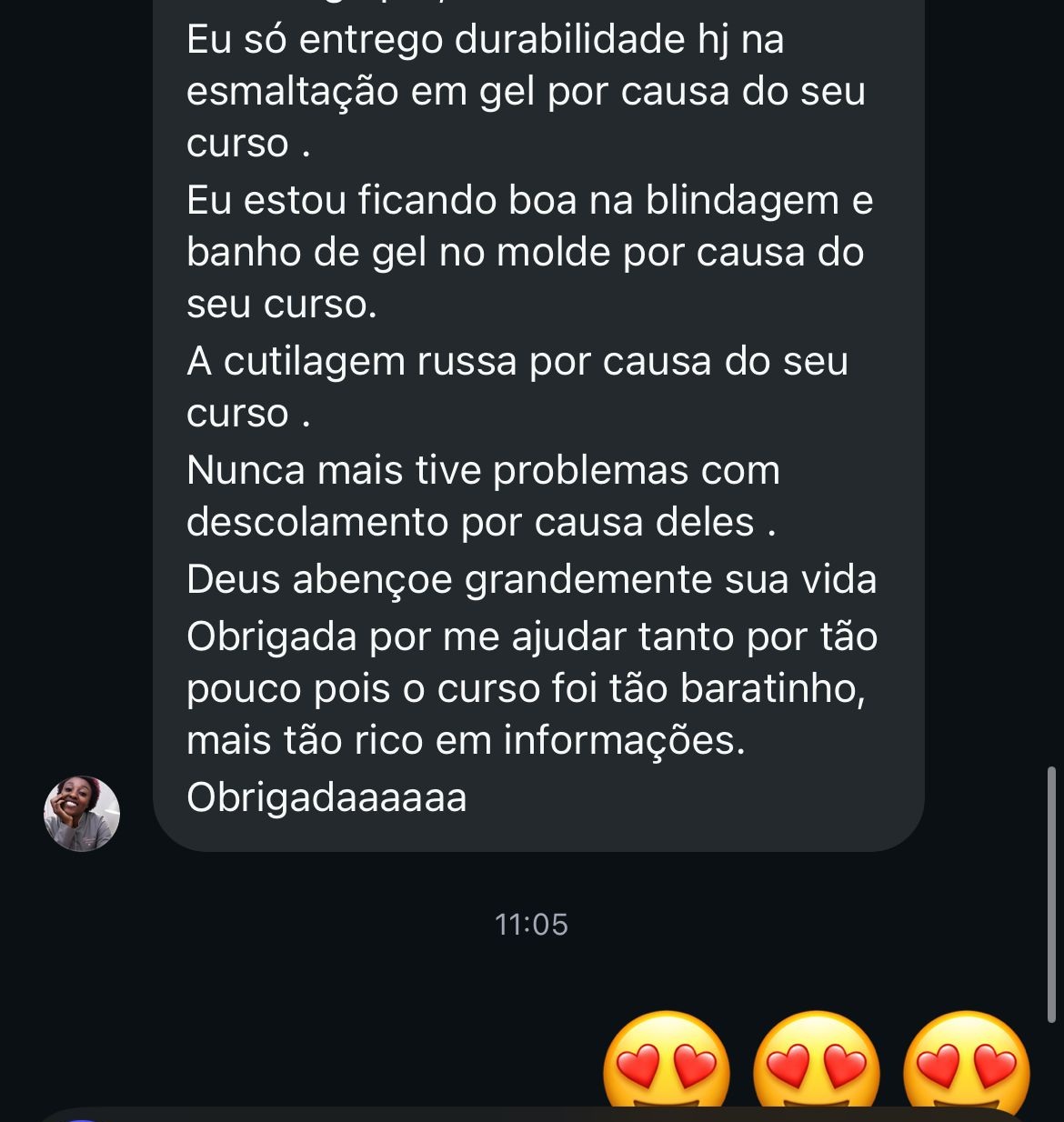 Depoimento de aluna